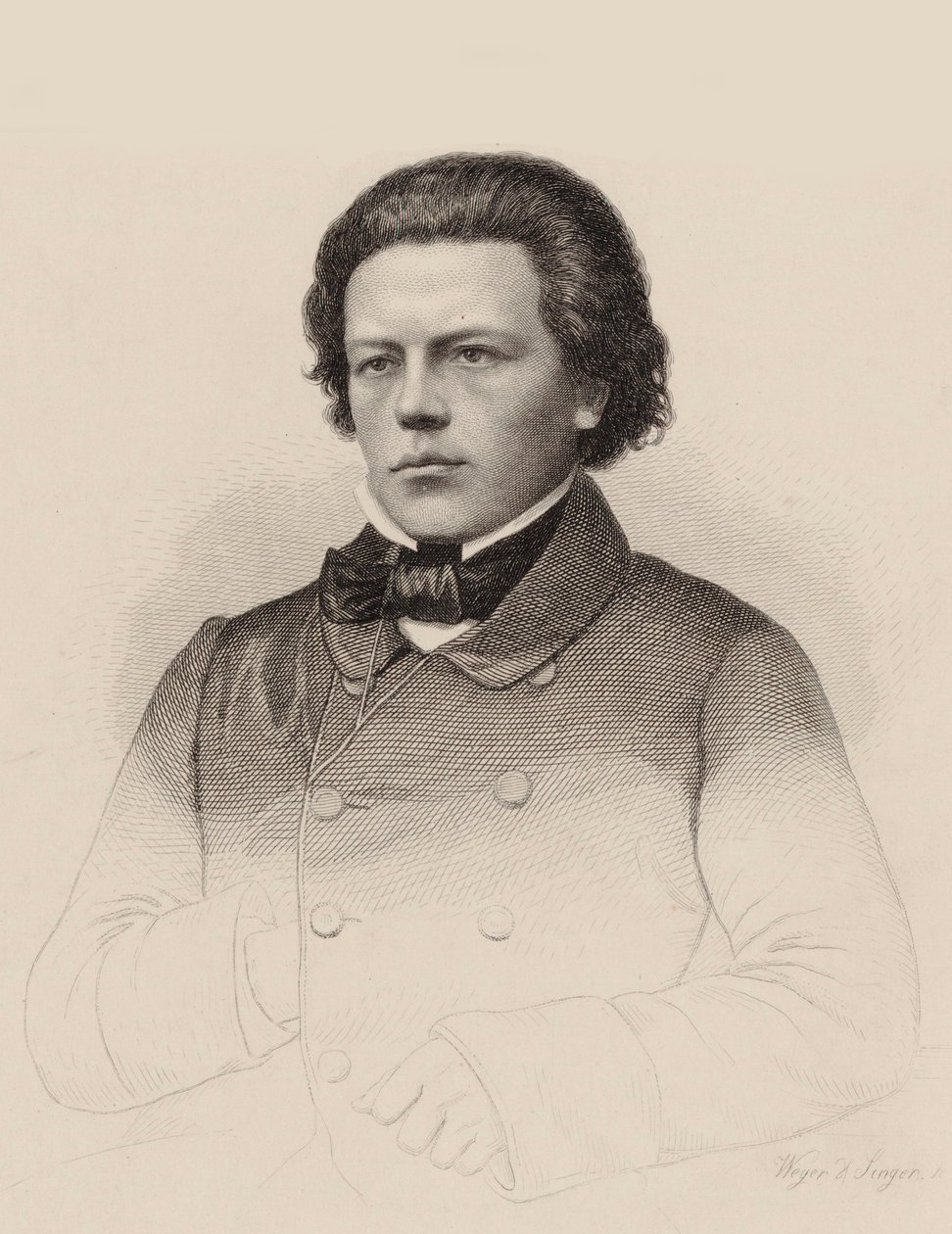 Portræt af komponisten Anton Rubinstein 1829-1894, 1850. af August Weger