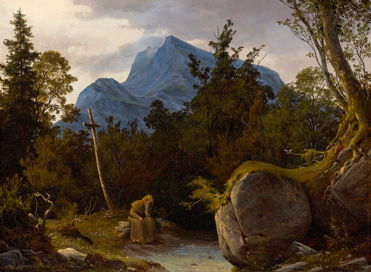 munk i bjergene af August Wilhelm Ahlborn
