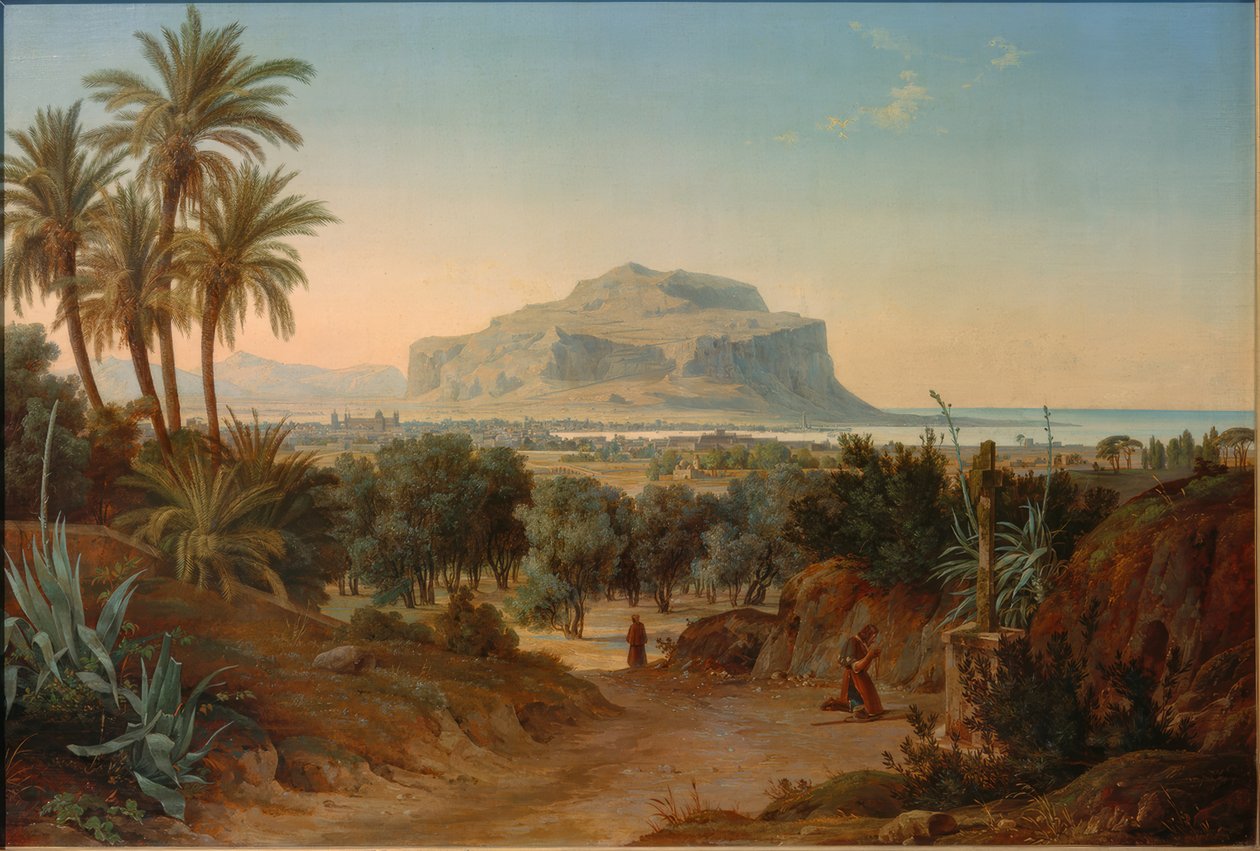 Udsigt over Palermo og Monte Pellegrino af August Wilhelm Julius Ahlborn