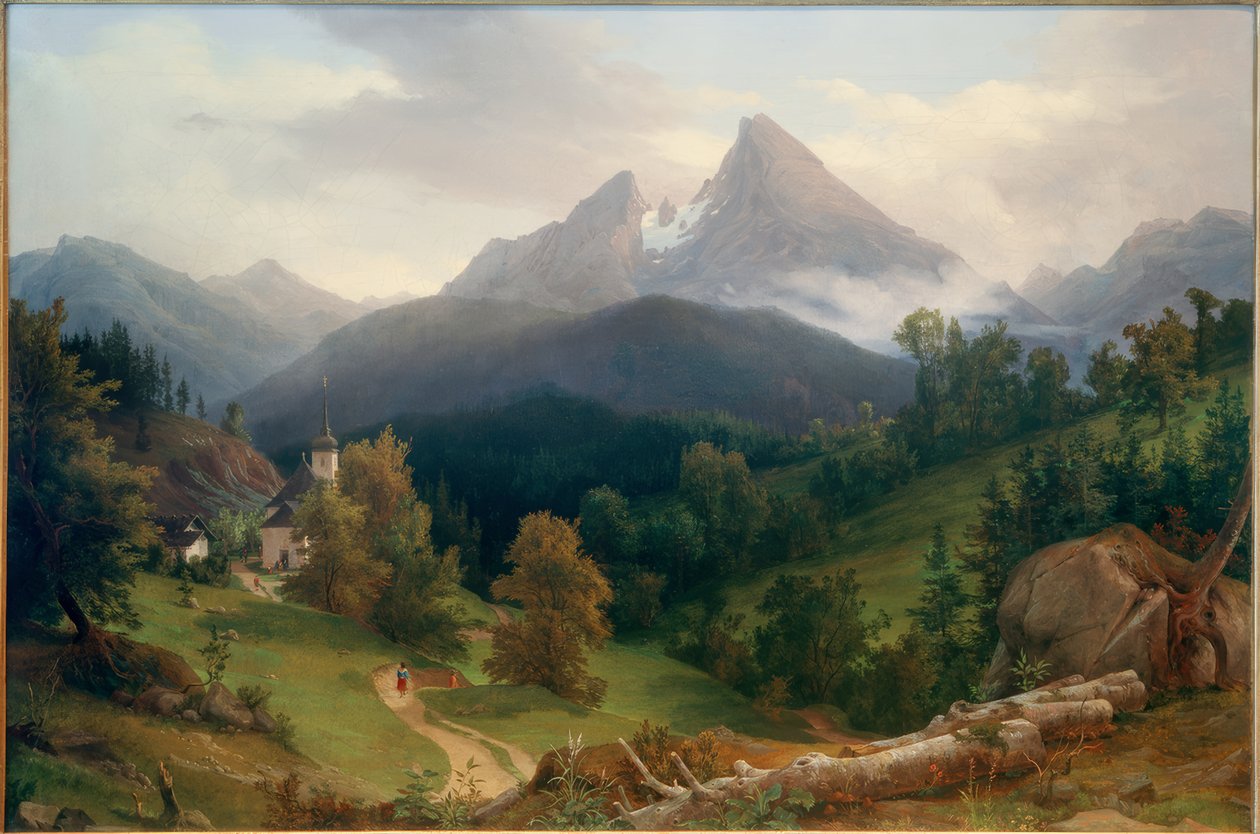 Landskab med Watzmann af August Wilhelm Julius Ahlborn