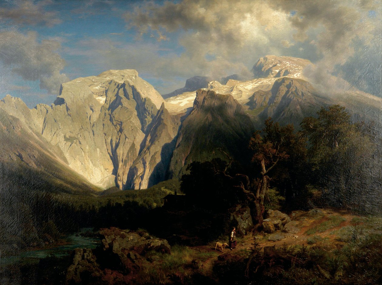 kalksten bjerglandskab af August Wilhelm Leu
