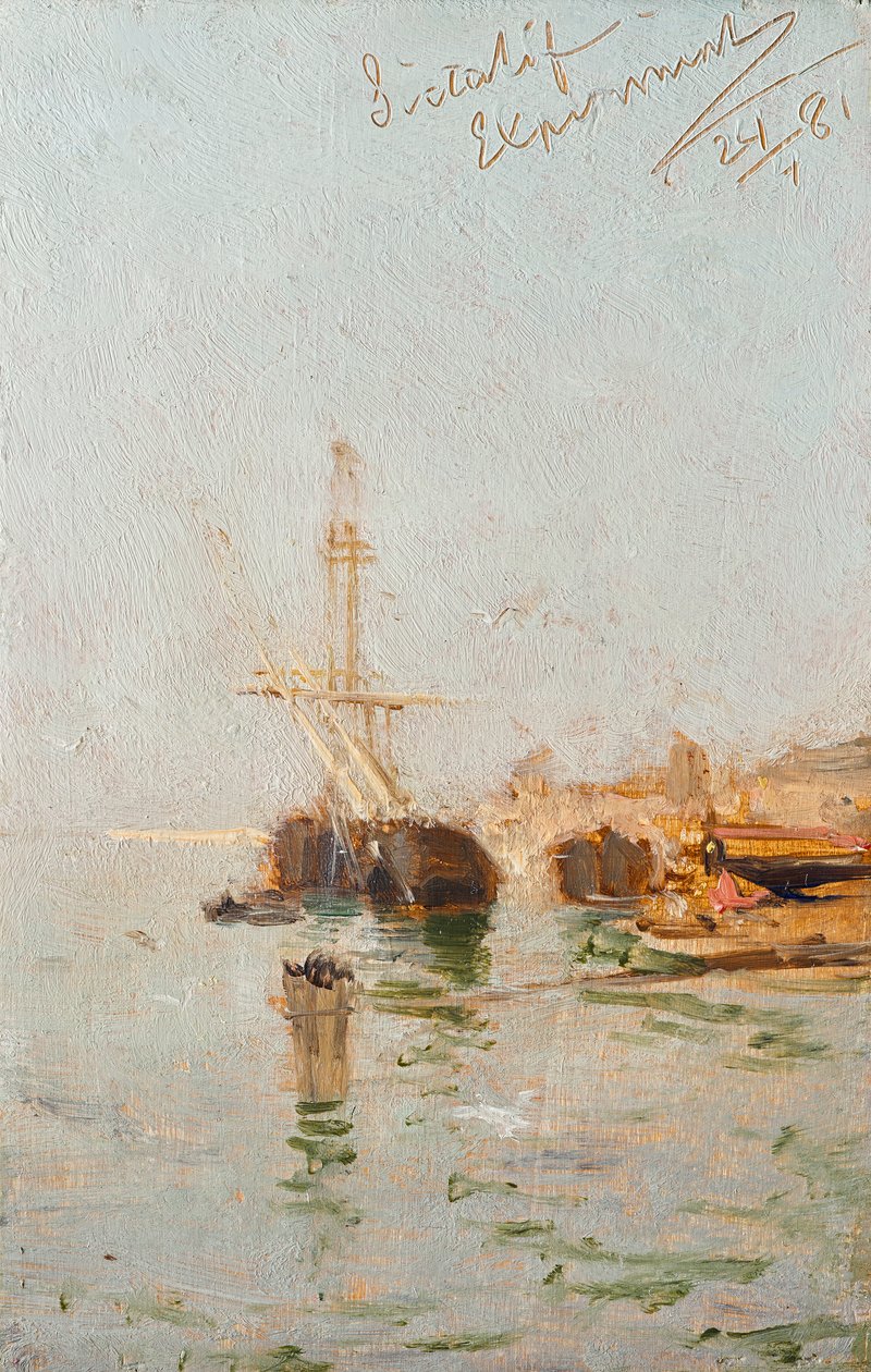 Studie fra Venedig med skib af August von Pettenkofen