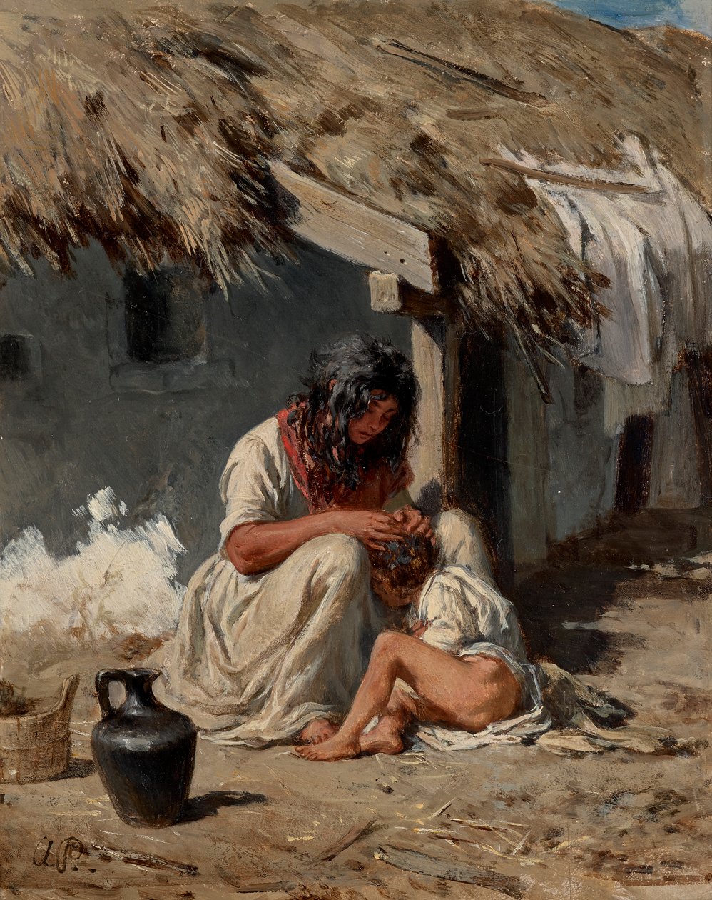 Ungarsk landsbyidyl af August von Pettenkofen