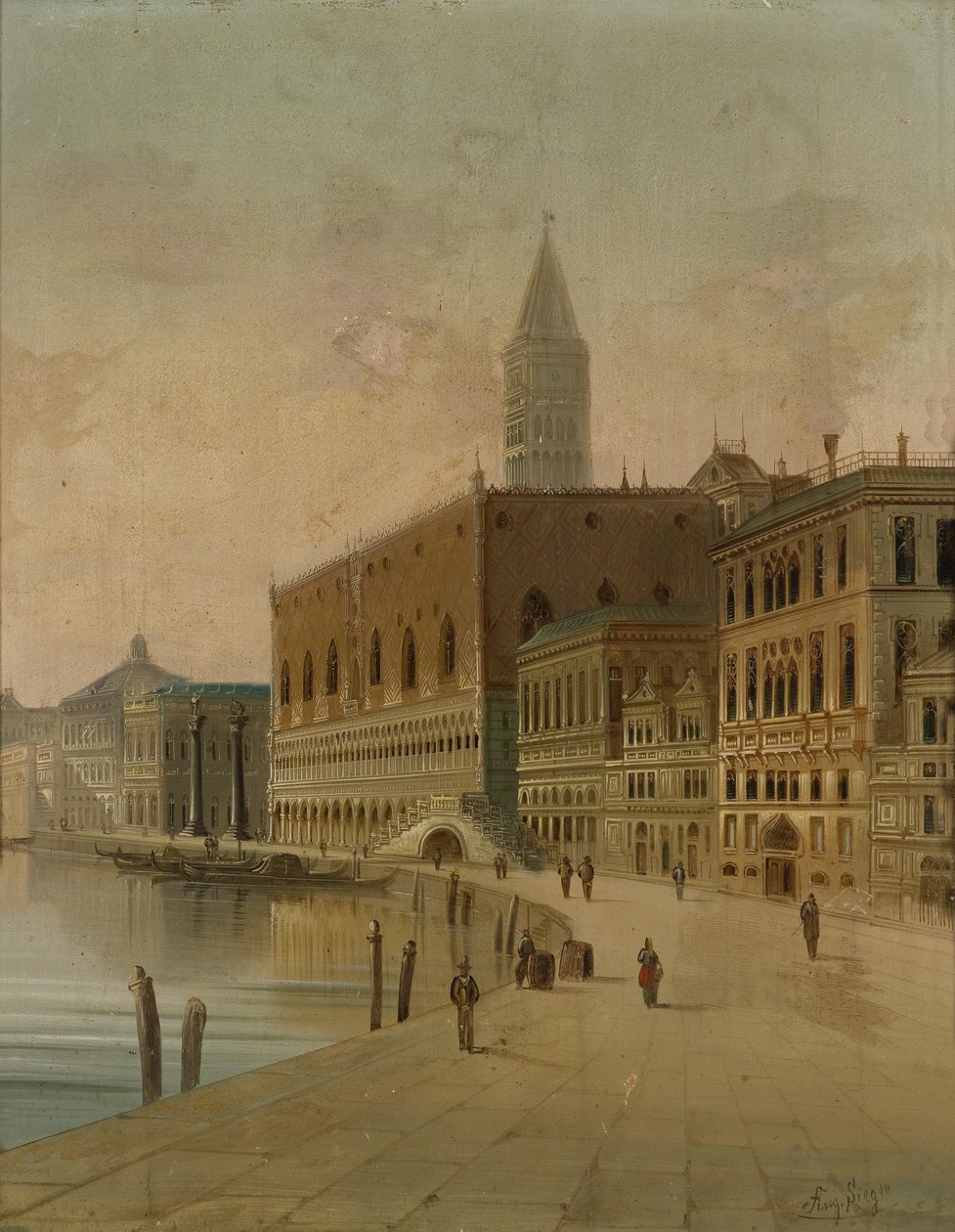 Riva dei Schiavoni Venedig af August von Siegen