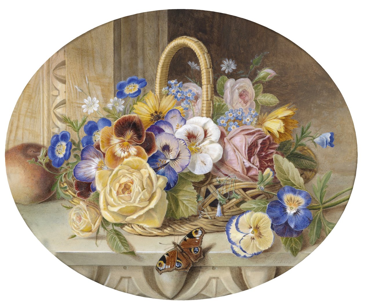 En kurv med blomster, gammel titel på bagsiden af Augusta Innes Withers