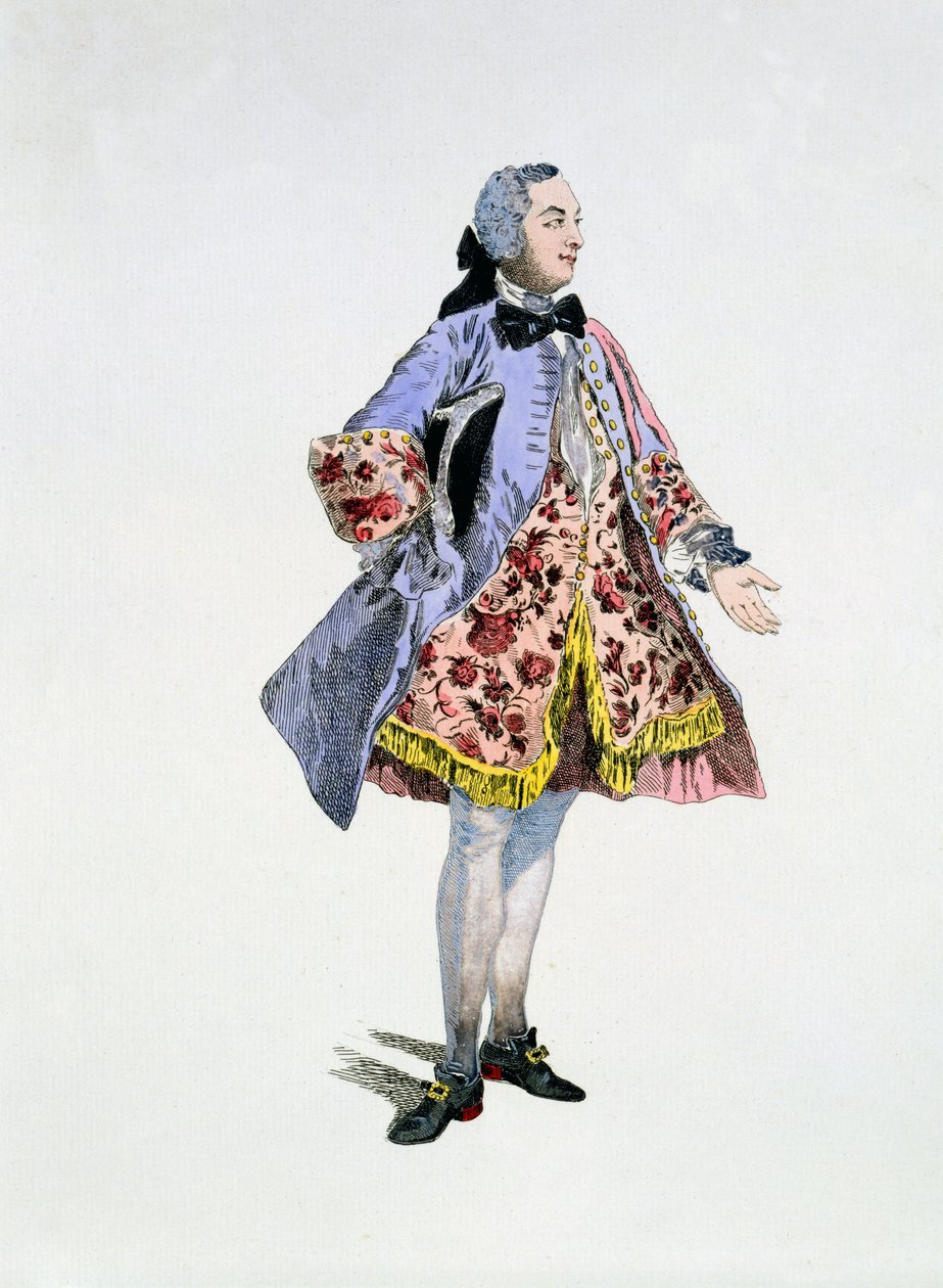 Monsieur Bellecour i rollen som Belfort, 9. marts 1744 (håndkoloreret kobberstik) af Auguste Alexandre Guillaumot