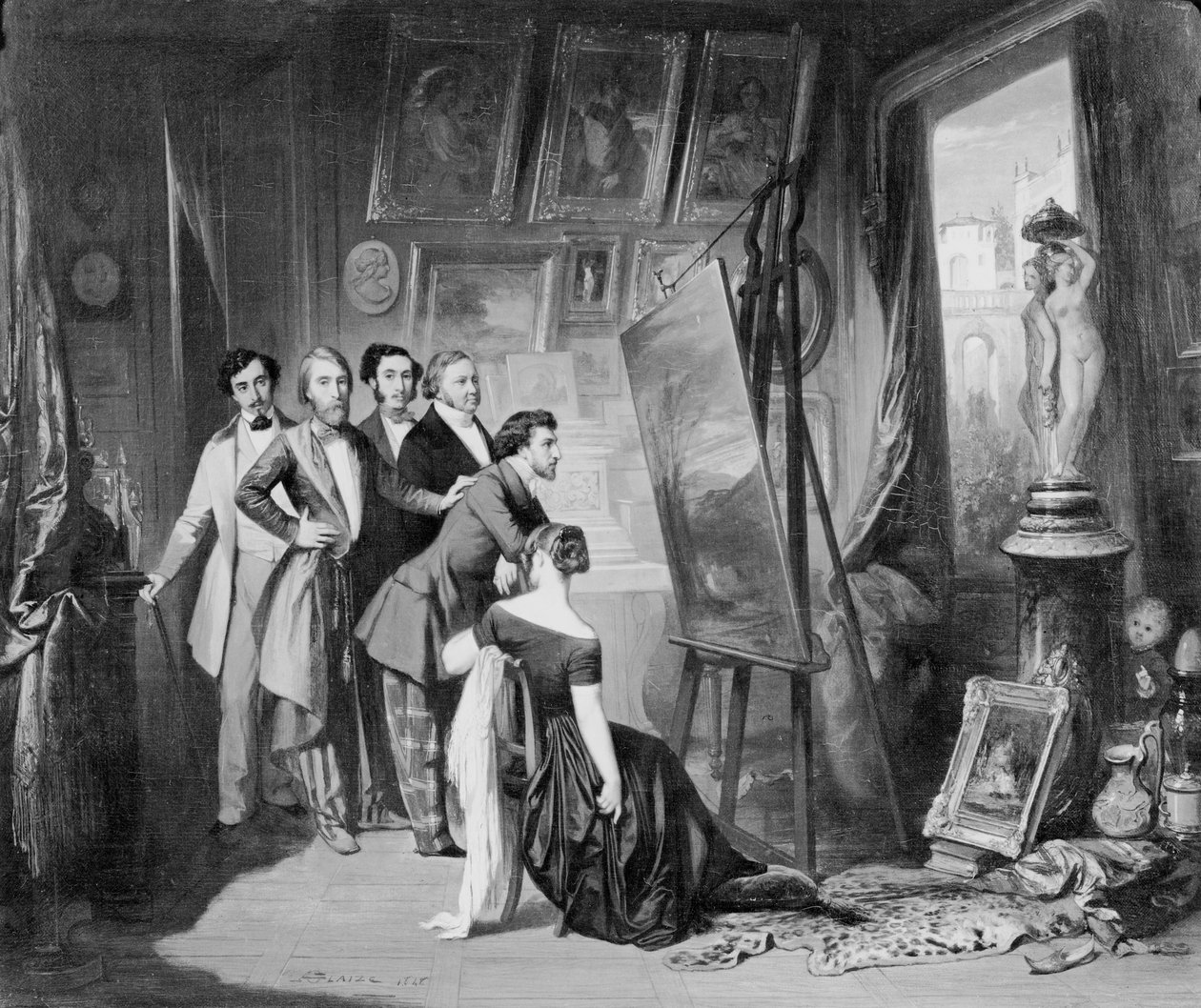 Interiør af Alfred Bruyas atelier (1821-77) i Montpellier, 1848 af Auguste Barthelemy Glaize