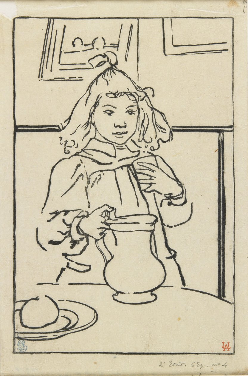 Ung pige med en kande, 1890 af Auguste Louis Lepère