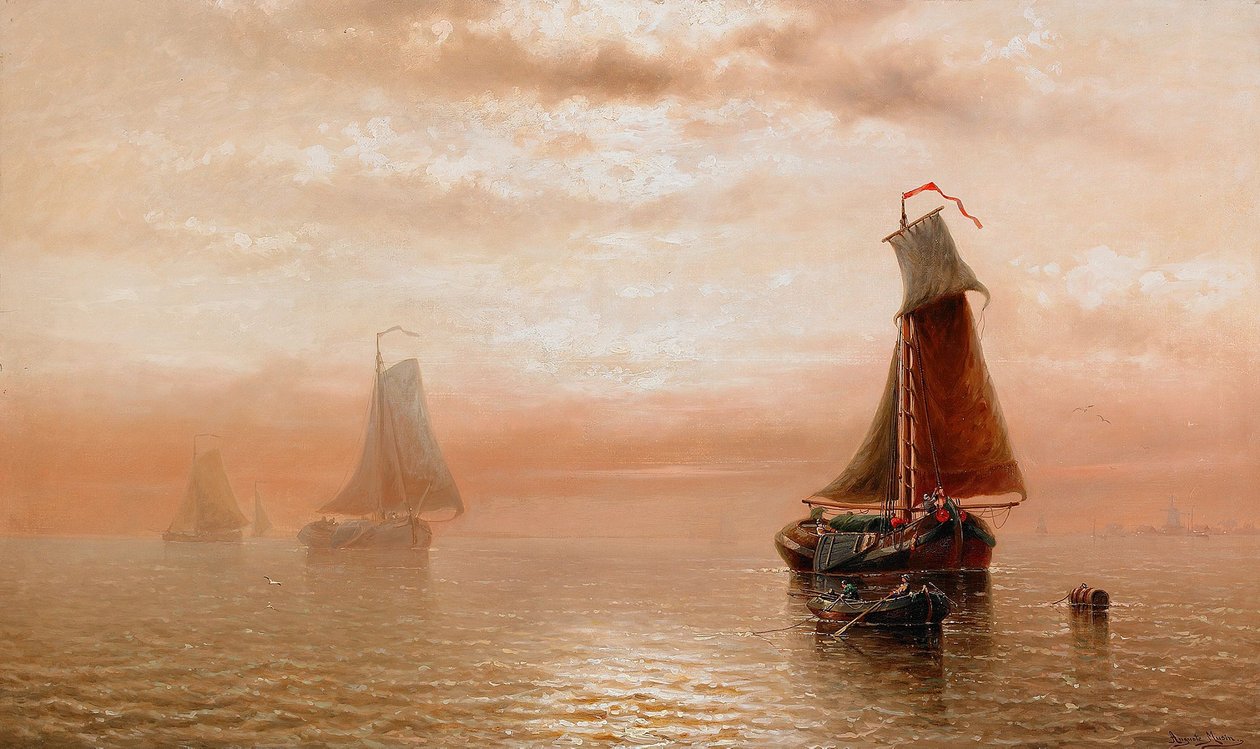 Sonnenuntergang uber dem Mere engelsk: Solnedgang over havet af Auguste Musin