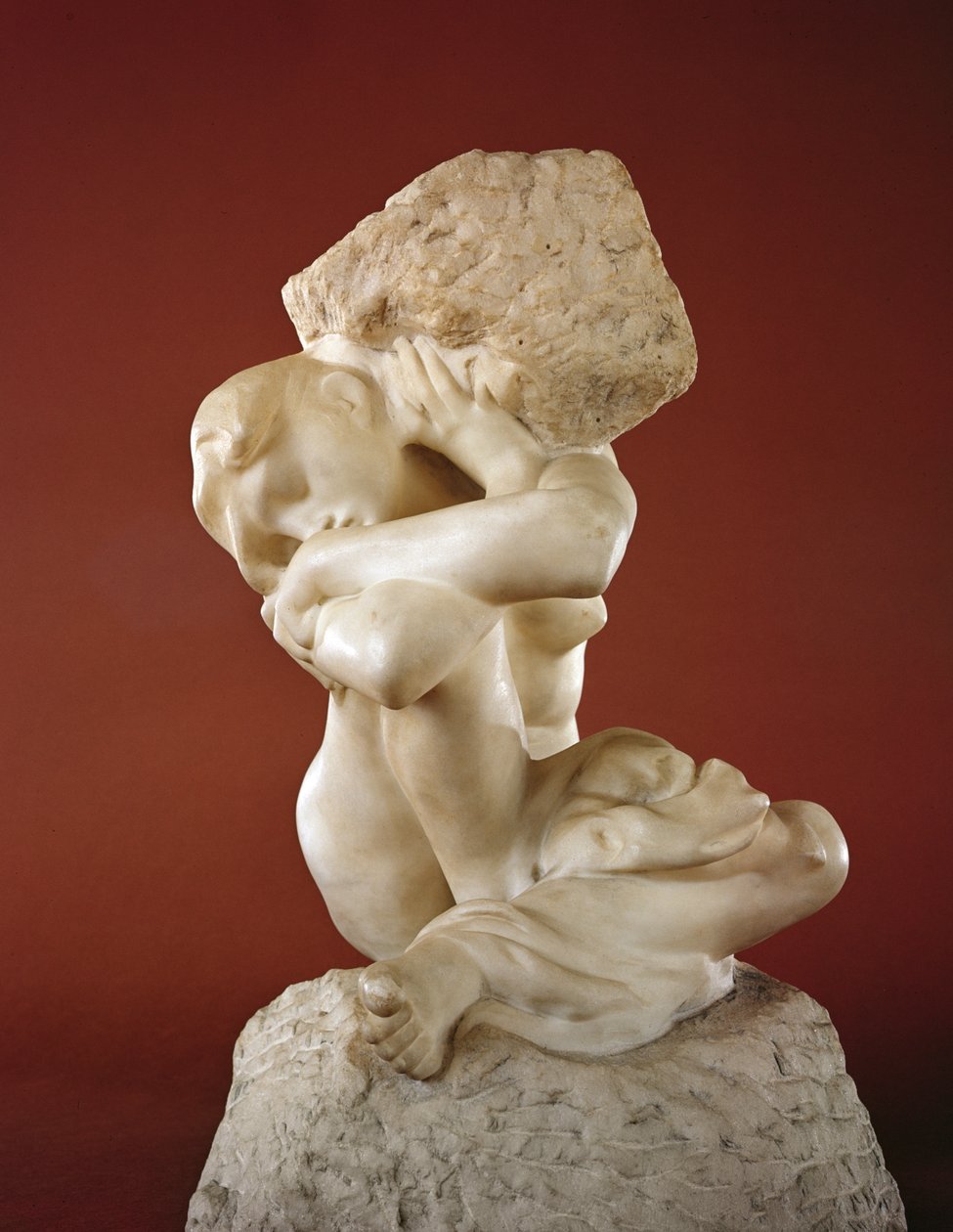 Karyatide med en sten, 1881-82 (marmor) af Auguste Rodin