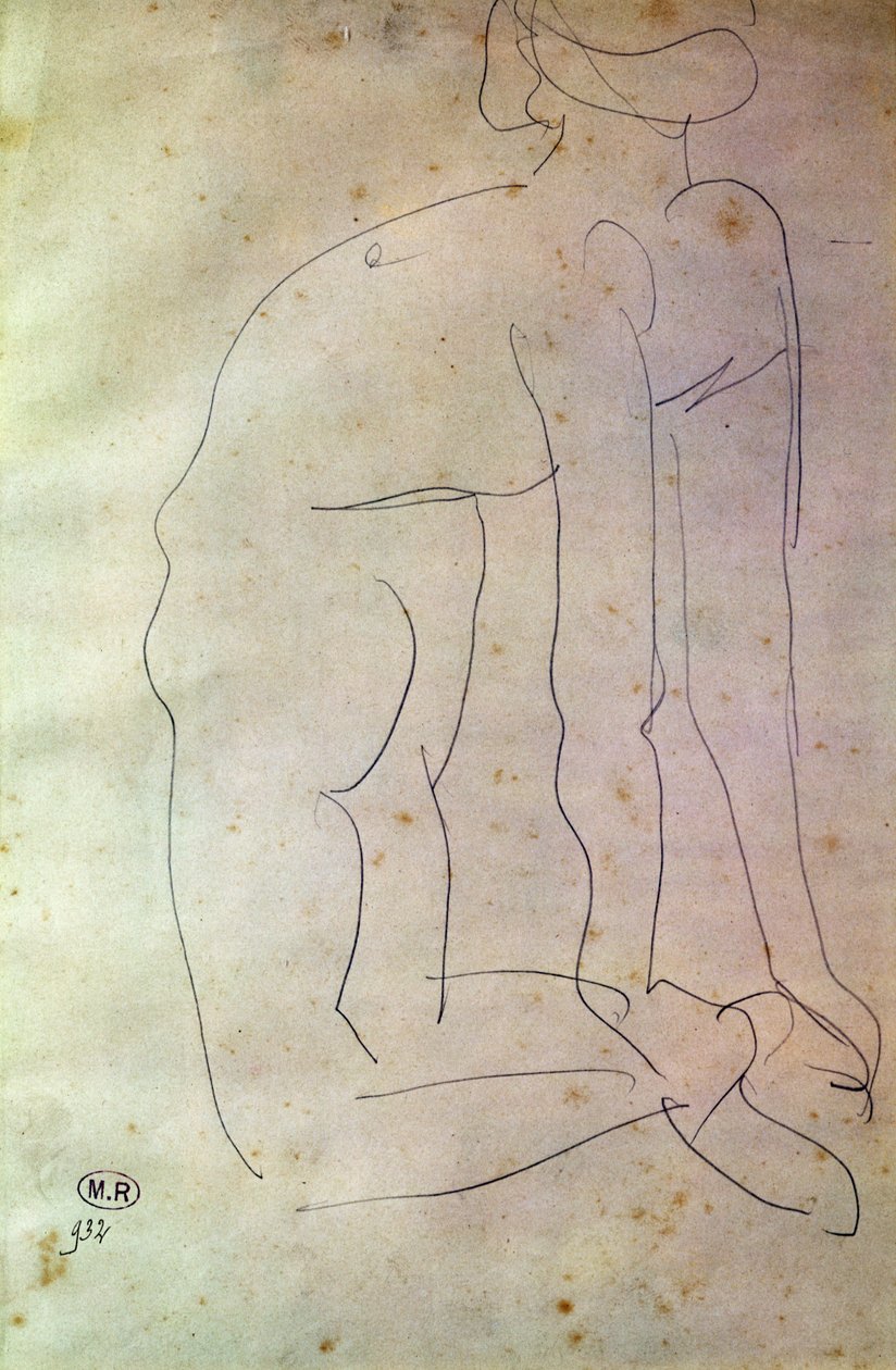 Studie af bevægelse (farvekridt på papir) af Auguste Rodin