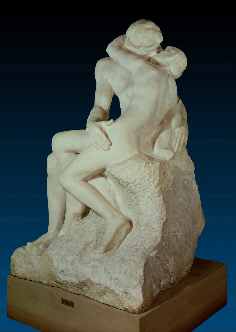 The Kiss, 1886 (marmor) (for detaljer se 63543) af Auguste Rodin