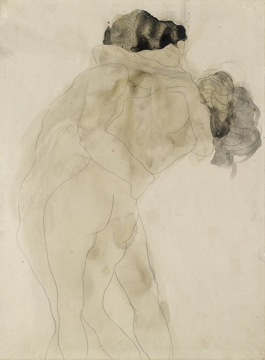 To omfavnende figurer (grafit på hvidt papir) af Auguste Rodin