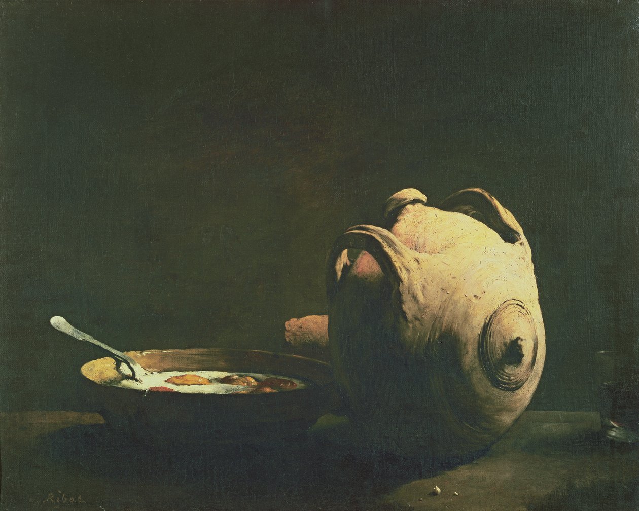 Stilleben med æg på en tallerken, 1800-tallet af Auguste Theodule Ribot