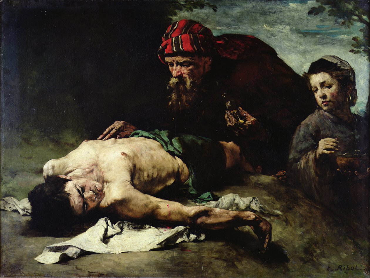 Den barmhjertige samaritaner, 1870-75 af Auguste Theodule Ribot