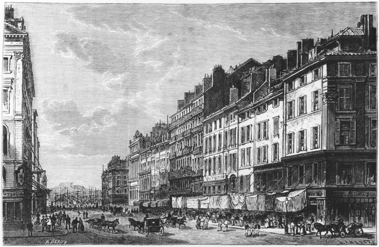 Udsigt over Canebiere ved Marseille af Auguste Victor Deroy