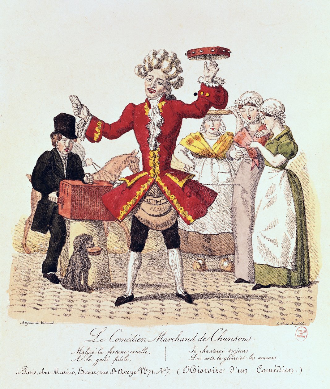 Gadesangeren, indgraveret af Alois Senefelder (1771-1834) af Auguste de Valmont