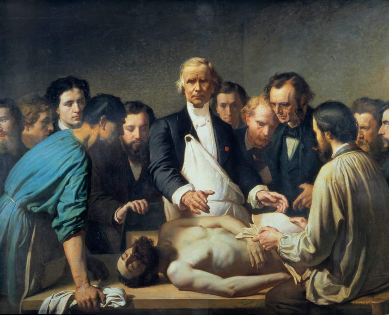 Doktor Alfred Velleau (1795-1867) hos Charity vil gå videre til en obduktion. En læge omgivet af sine elever, som er parat til at gribe ind over for et lig. Maleri af Francois Feyen Perrin (1826-1888). 19. århundrede. Tours musee des Beaux Arts - Alfred Ve af Auguste (after) Feyen Perrin
