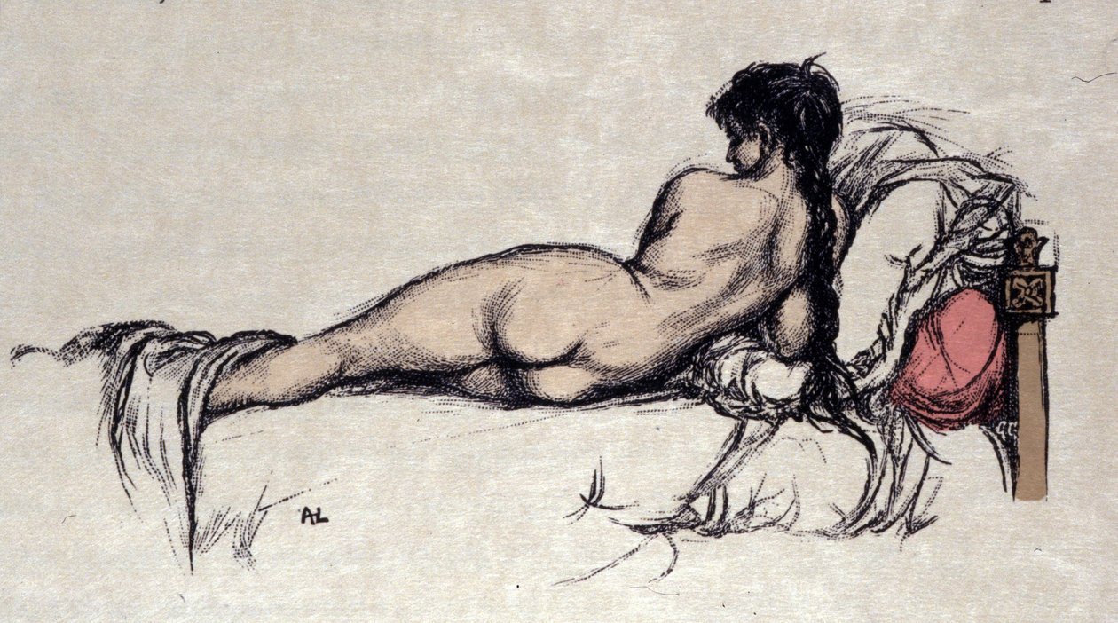 Nøgen kvinde i sengen af Auguste (after) Leroux