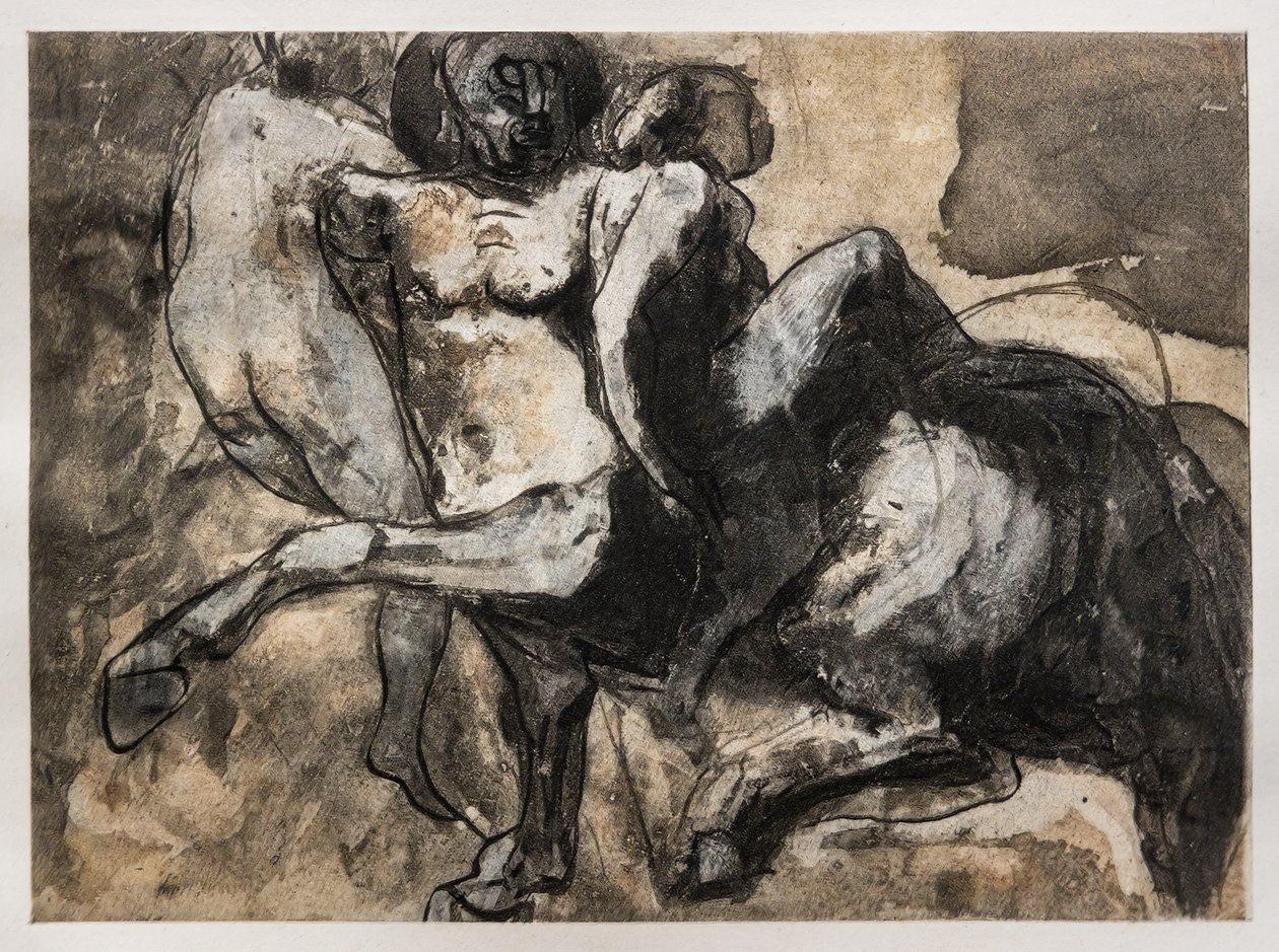 Kentaur bortfører to kvinder af Auguste (after) Rodin
