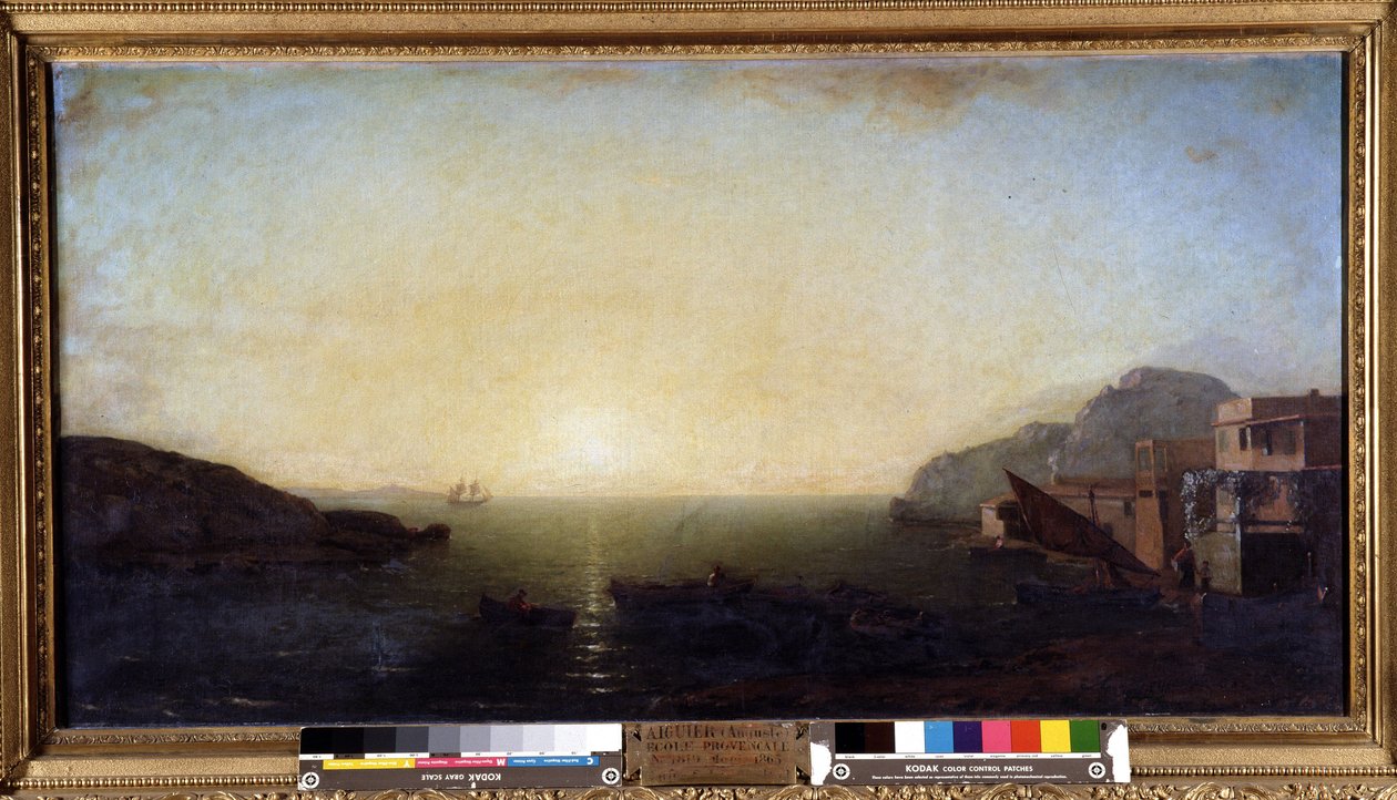Solnedgangseffekt på Middelhavet af Auguste Aiguier