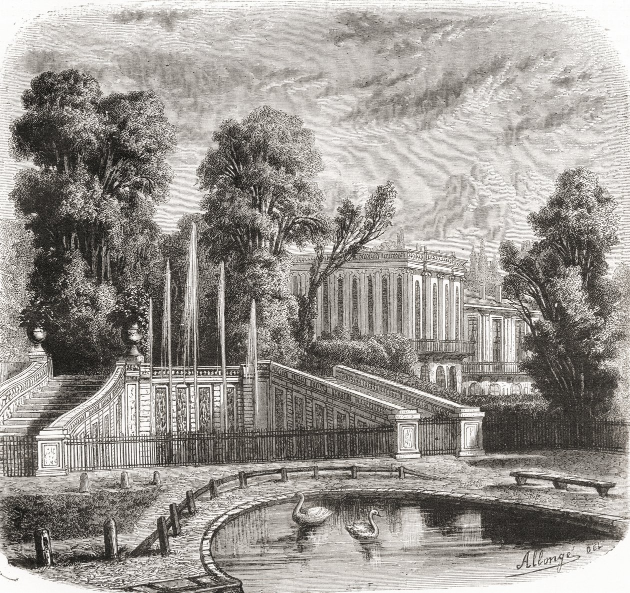 Le Petit Trianon i Versailles, Frankrig, 1800-tallet af Auguste Allonge