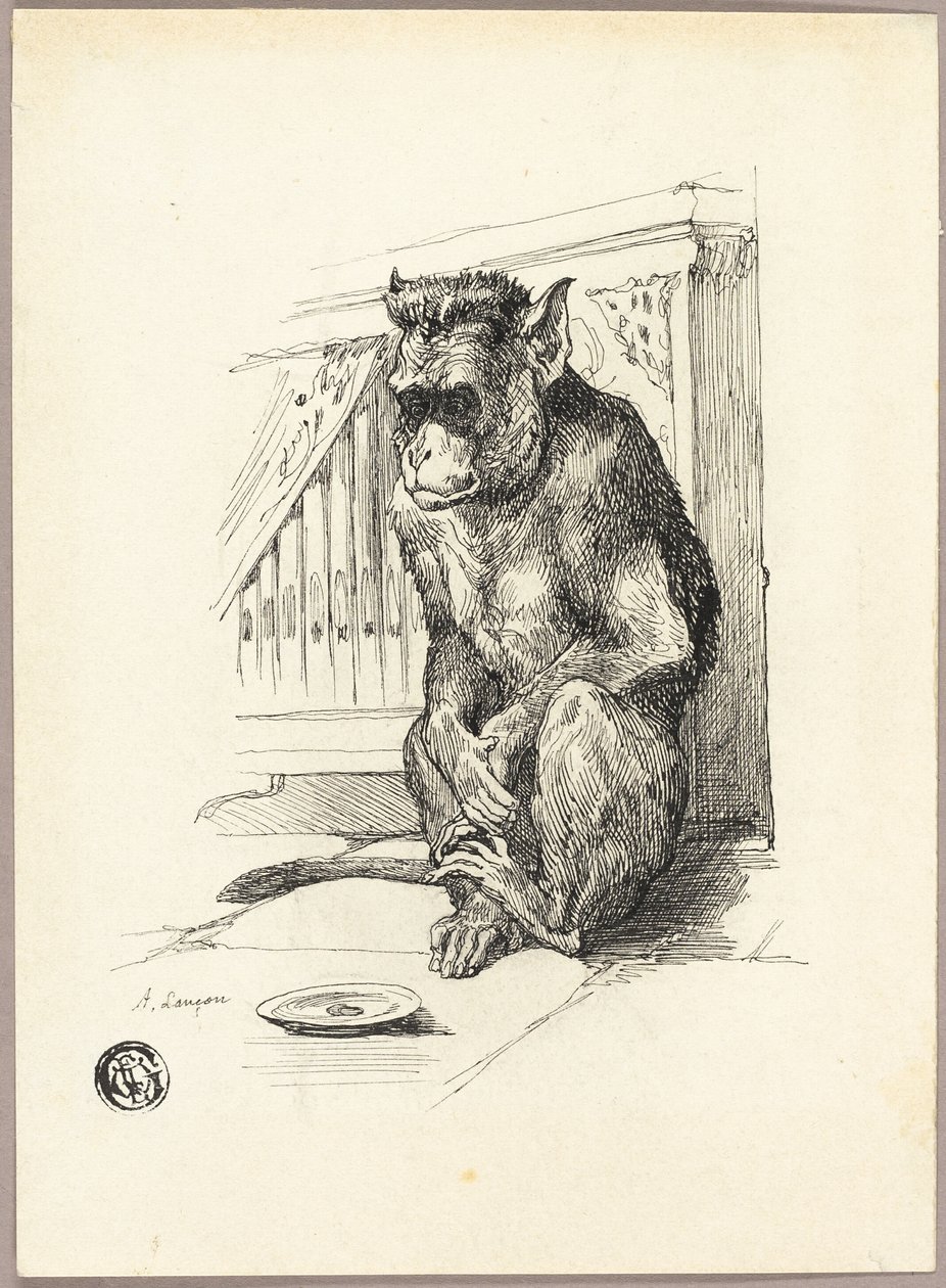 Tiggende abe af Auguste Andre Lancon
