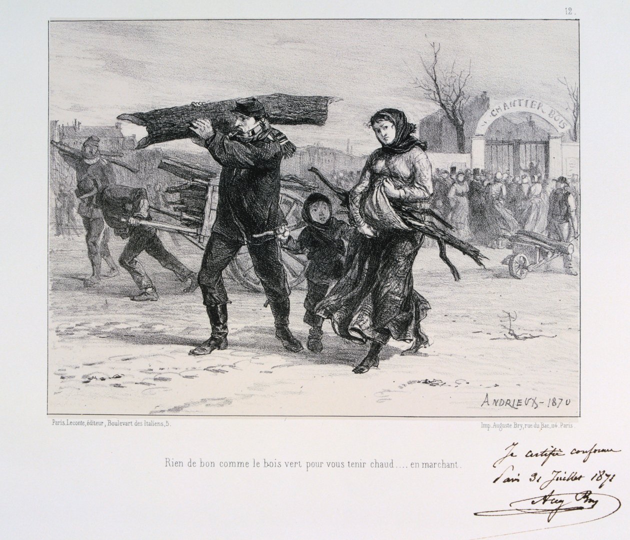 Indsamling af brænde, belejring af Paris, fransk-preussiske krig, 1870 1871 af Auguste Bry