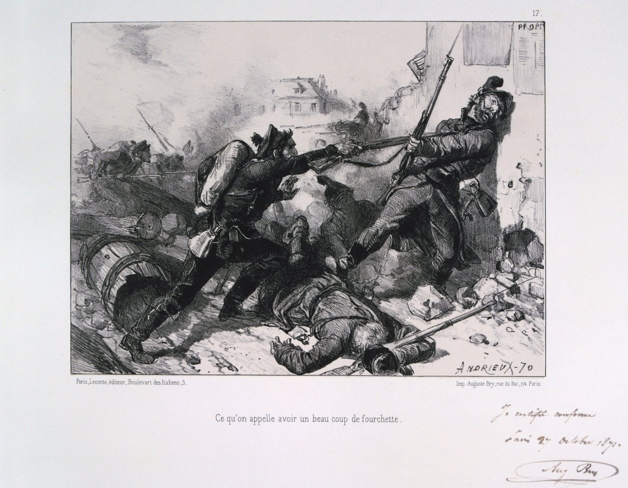 Hånd-til-hånd kamp, belejring af Paris, fransk-preussiske krig, 1870 1871 af Auguste Bry