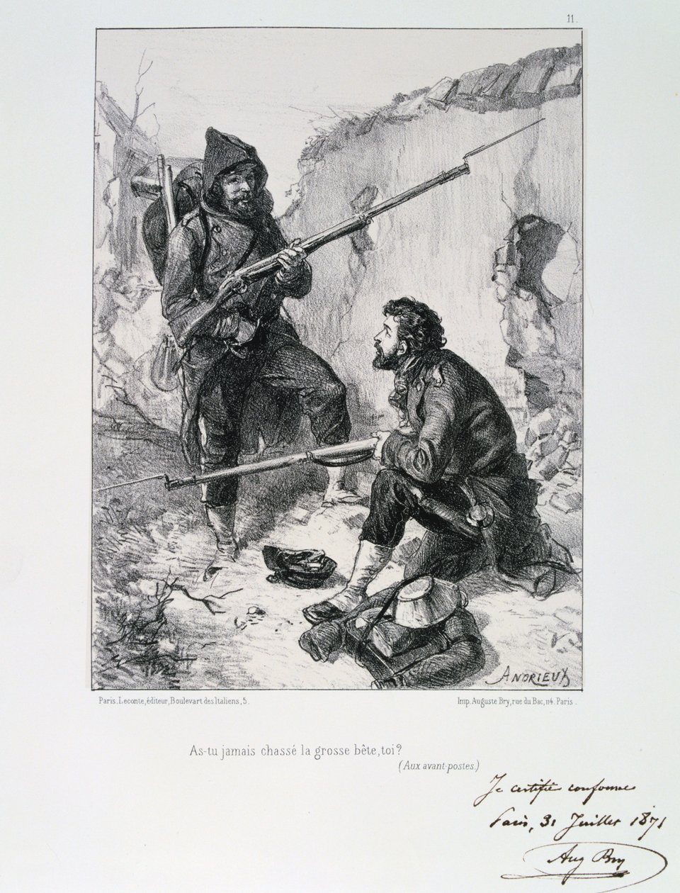 I skyttegravene, belejring af Paris, fransk-preussisk krig, 1870-1871 1871 af Auguste Bry