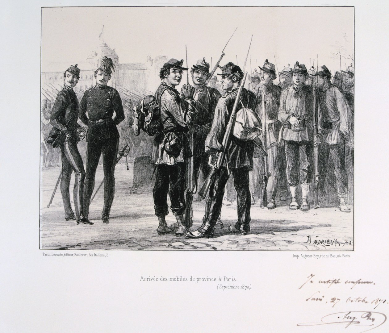 Tropper fra provinserne ankom til Paris før den preussiske belejring, september 1870 1871 af Auguste Bry