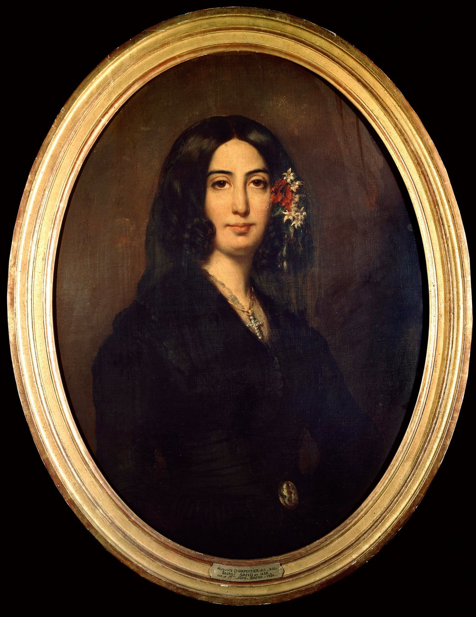 Portræt af George Sand (Aurore Dupin, Baronne Dudevant) (1804-1876) i 1832. Maleri af Auguste Charpentier (1813-1880) Paris Musee Carnavalet af Auguste Charpentier