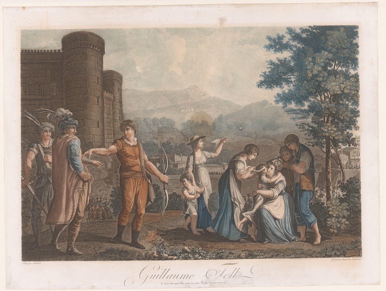 Willem Tell efter at have skudt æblet Guillaume Tell (titel på objekt) af Auguste Claude Simon Legrand