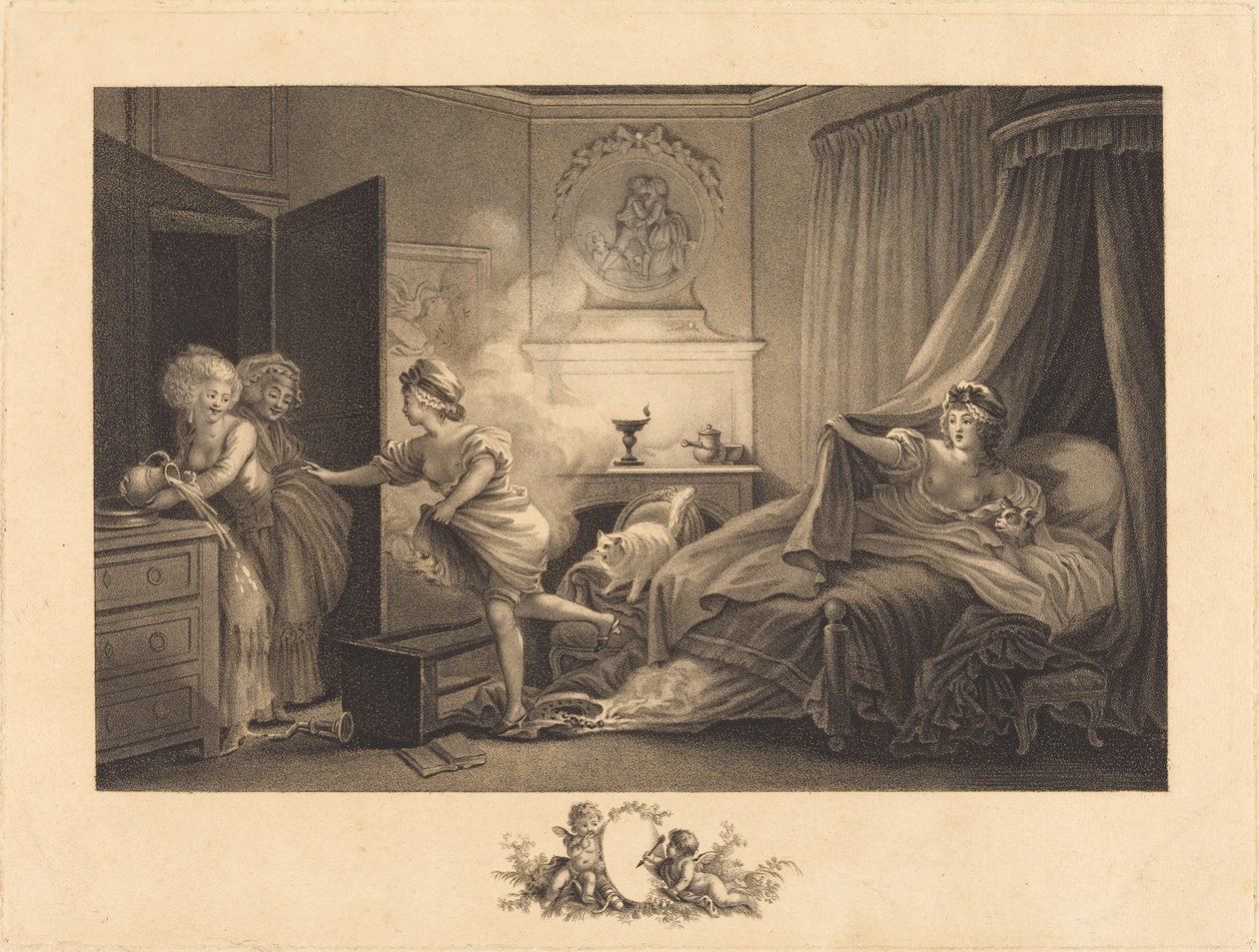 Min skjorte brænder af Auguste Claude Simon Legrand after Jean Honoré Fragonard