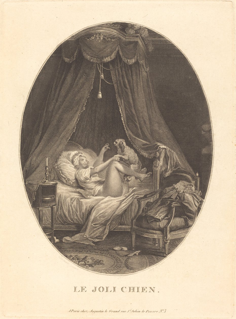Den smukke hund af Auguste Claude Simon Legrand after Nicolas Lavreince