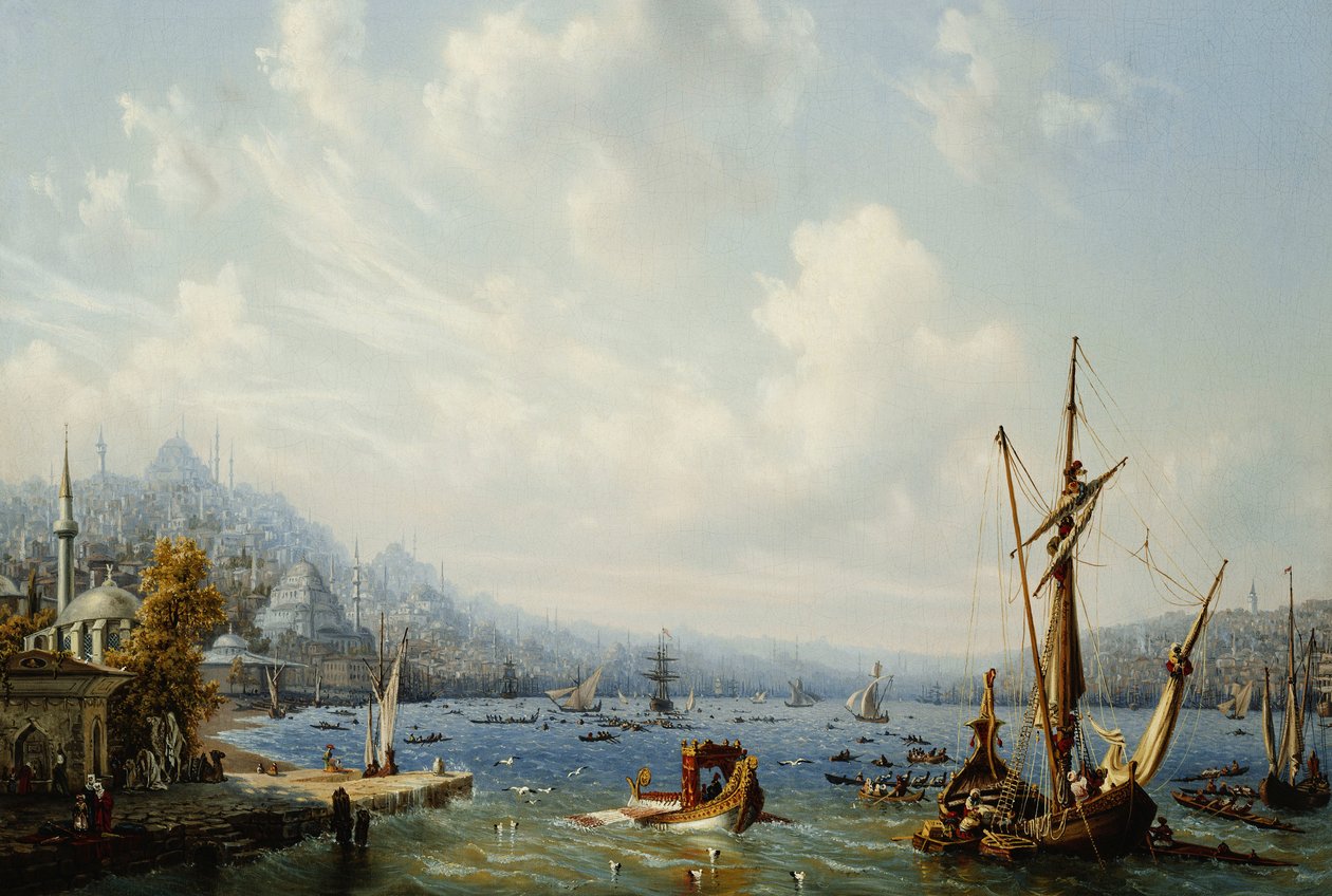Både på Bosporus, Konstantinopel, 1846 af Auguste Etienne Francois Mayer