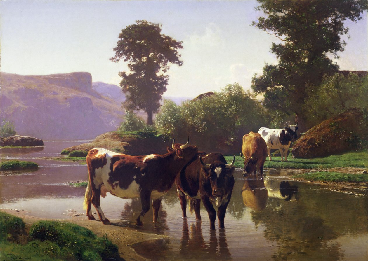 Kvæg ved en sø af Auguste Francois Bonheur
