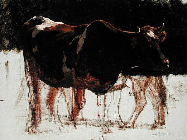 Studie af kvæg (olie på lærred) af Auguste Francois Bonheur