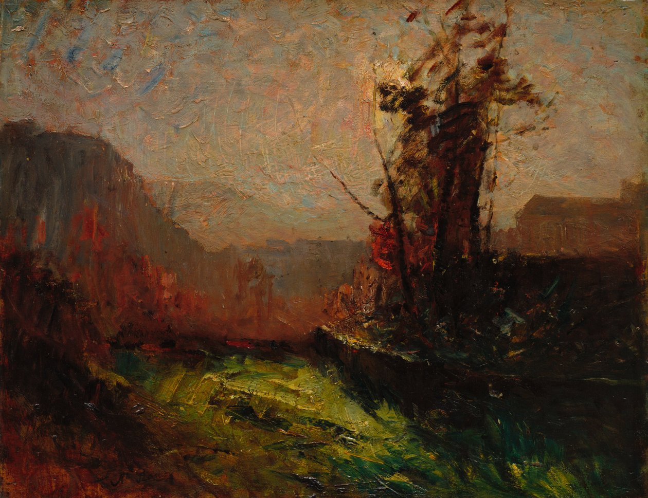 Crémieu, set fra Chaillonnette, ca. 1867-72 (olie på træpanel) af Auguste Francois Ravier