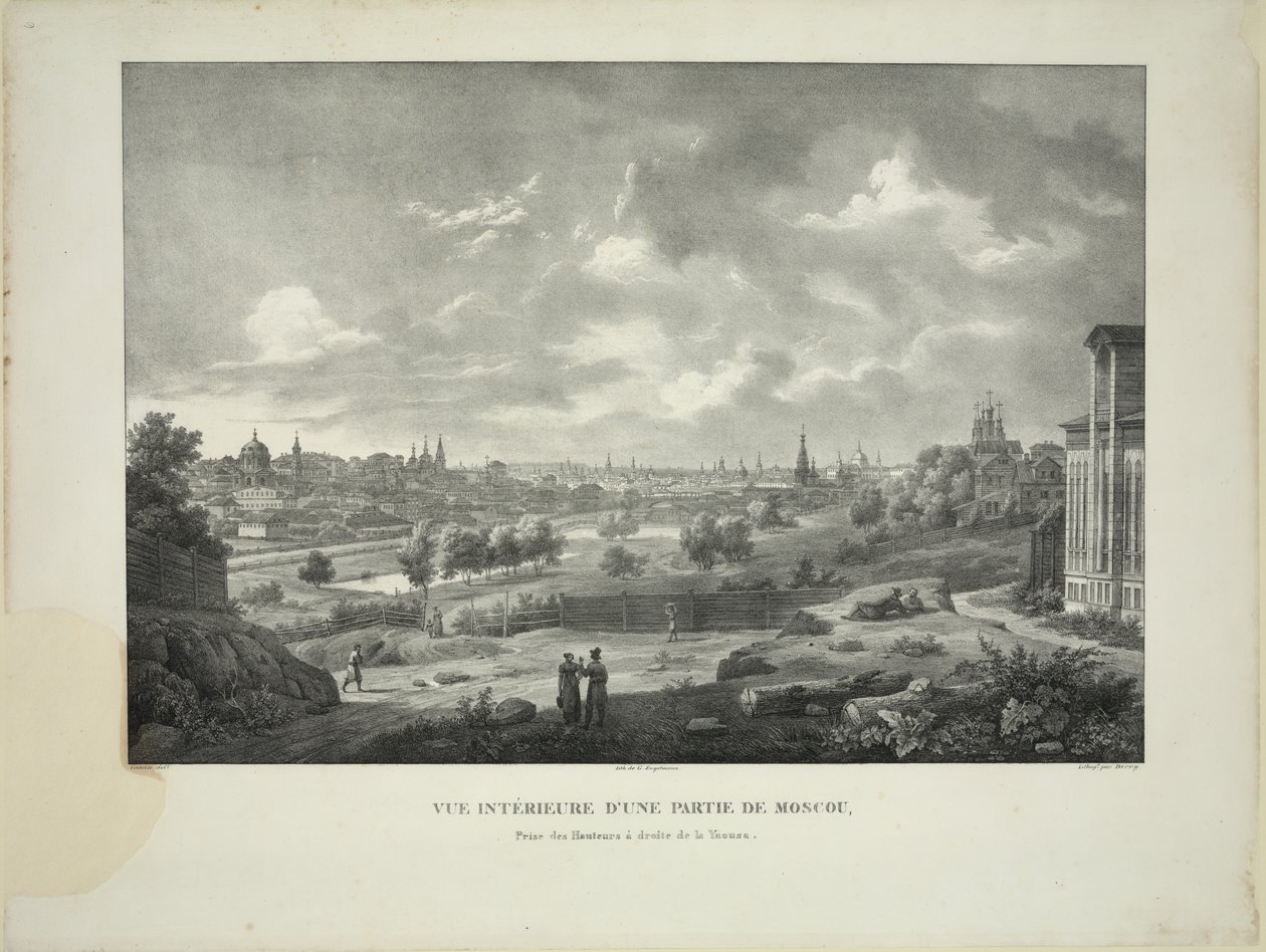 Over Yauza-floden i Moskva, ca. 1830 af Auguste Jean Baptiste Antoine Cadolle