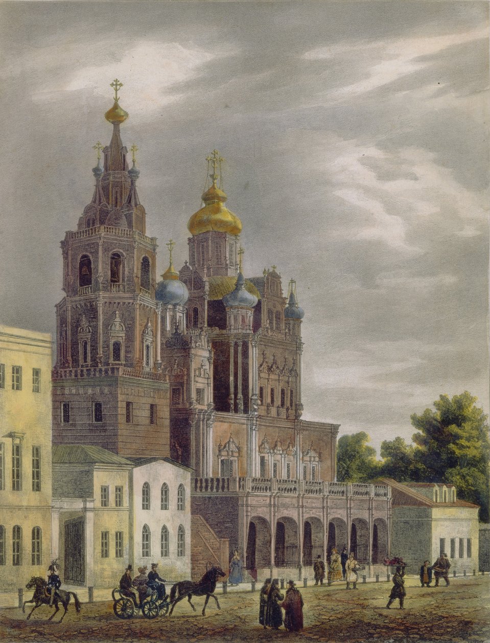 Theotokos-kirken ved Pokrovka-gaden i Moskva, 1825 af Auguste Jean Baptiste Antoine Cadolle