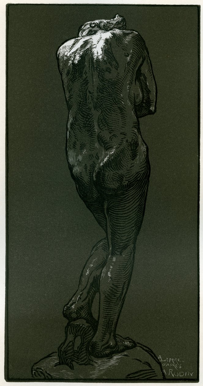 Et træsnit efter en statue af Rodin, 1898. af Auguste Louis Lepère