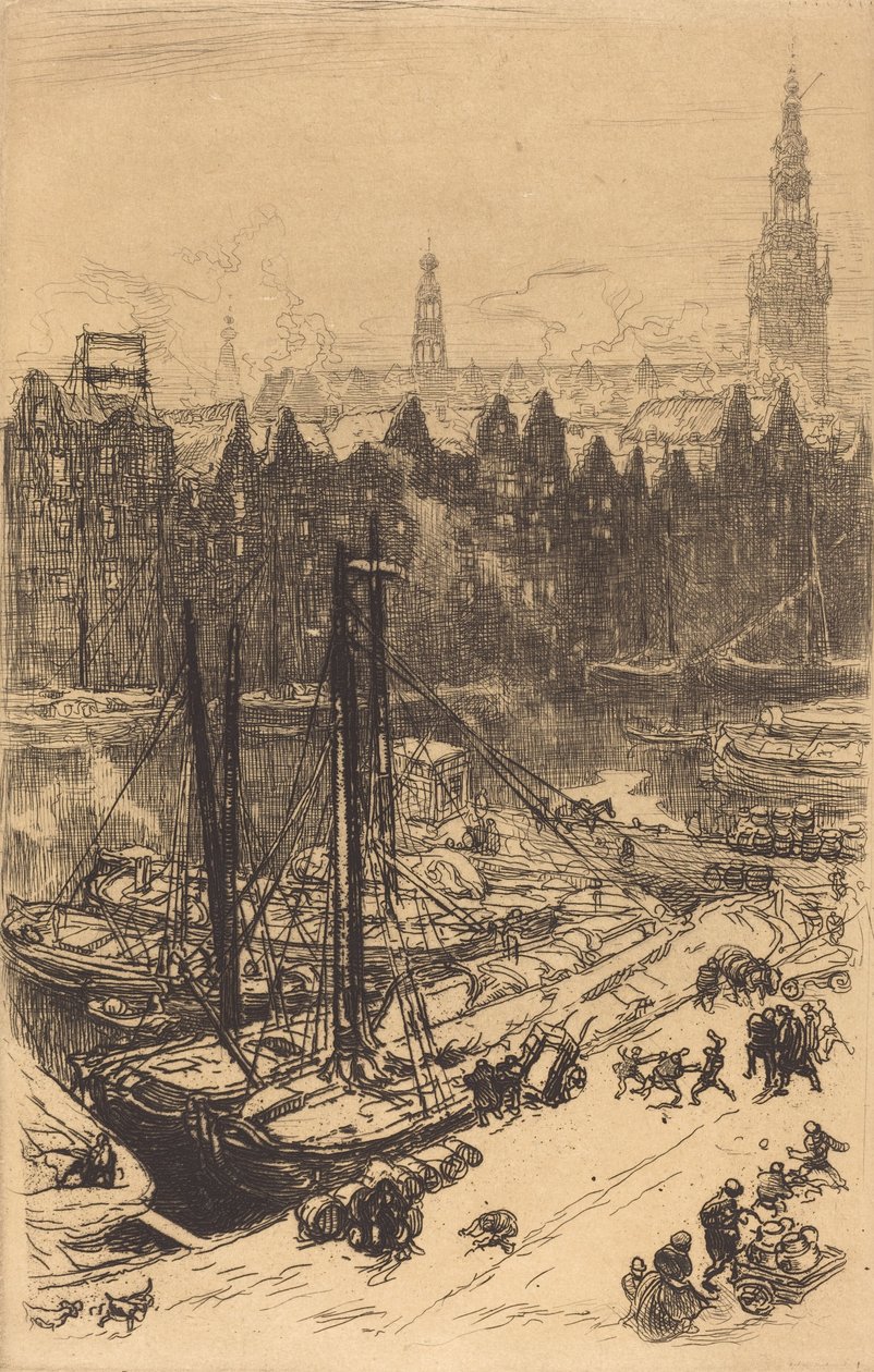 Amsterdam Set fra Victoria Hotel Amsterdamvue de Victoria Hotel, 1901. af Auguste Lepere