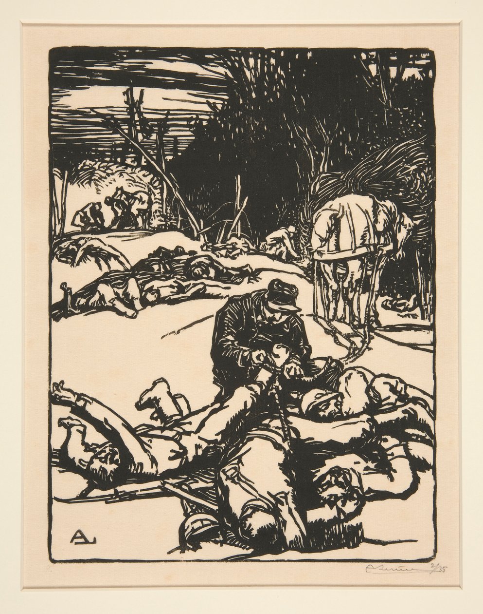 Apr?s le combat (After the Battle), fra La Guerre de 1914, første serie, nr.14 af Auguste Lepere