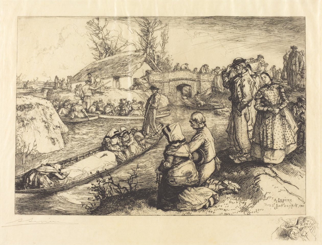 Begravelse i Vendeen Marsh En begravelse i Vendeen Marsh, 1901. af Auguste Lepere
