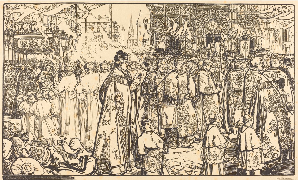 Corpus Christi Procession ved Nantes Procession af Fete Dieu i Nantes, 1901. af Auguste Lepere