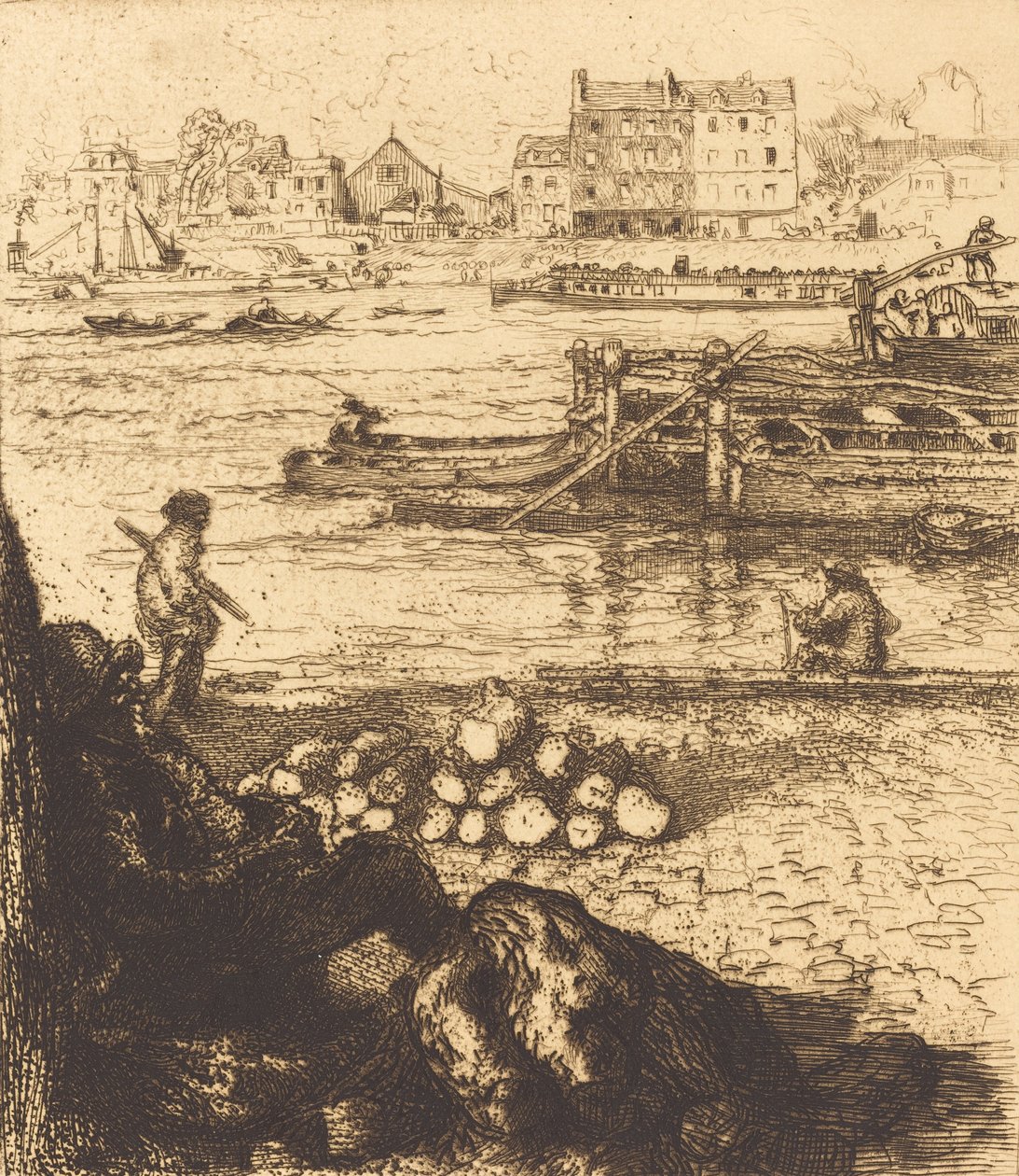 Dockman, Mole ved La Gare Le debardeur, quai de La Gare, 1894. af Auguste Lepere