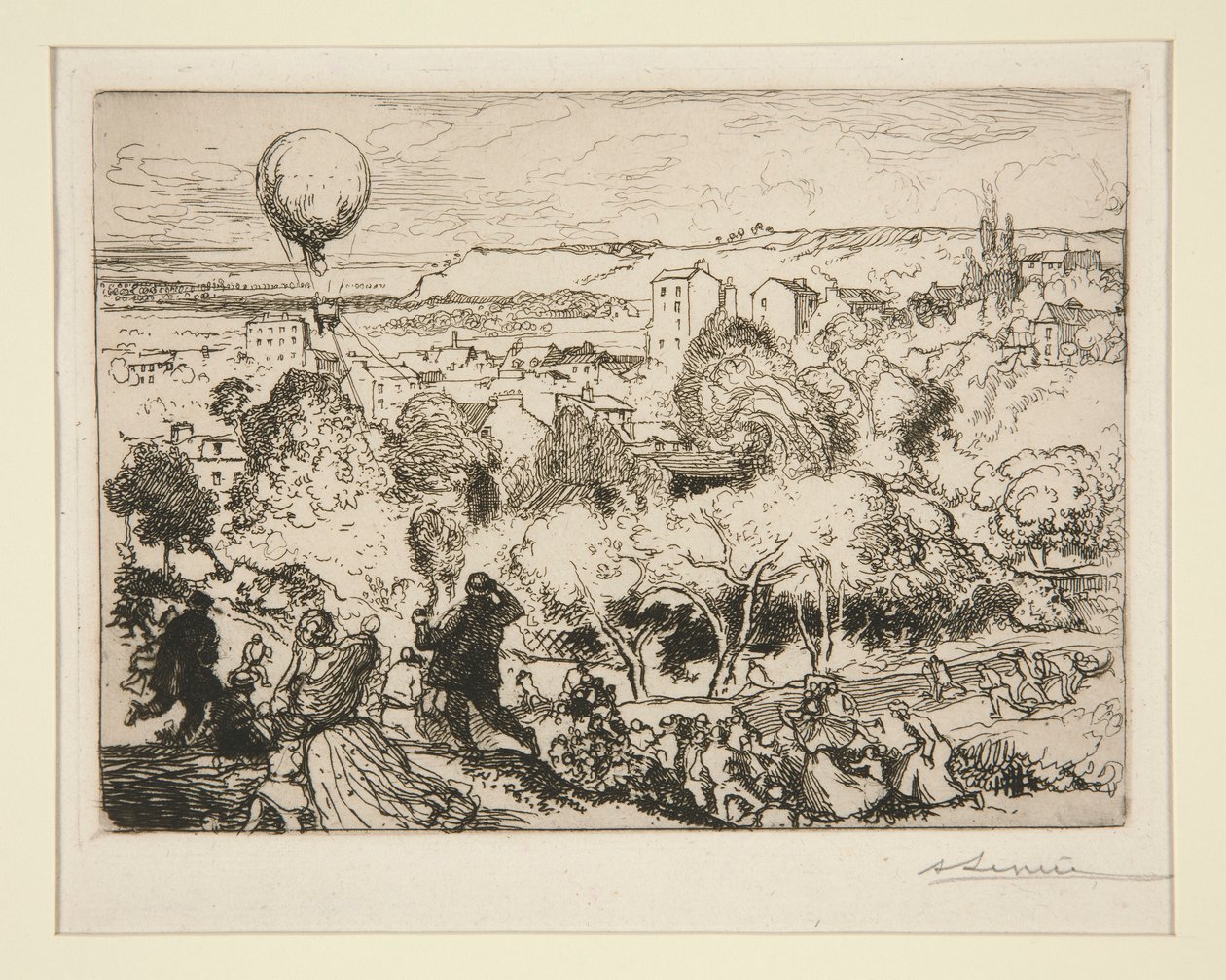 Den faldende ballon, i Pre-Saint-Gervais (Den faldende ballon, i Pre-Saint-Gervais) af Auguste Lepere