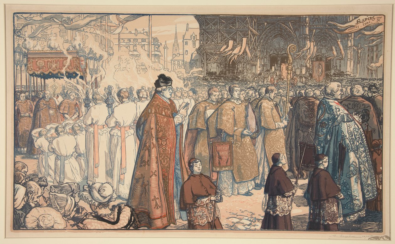 Corpus Christi procession? Nantes (Corpus Christi processionen i Nantes) af Auguste Lepere