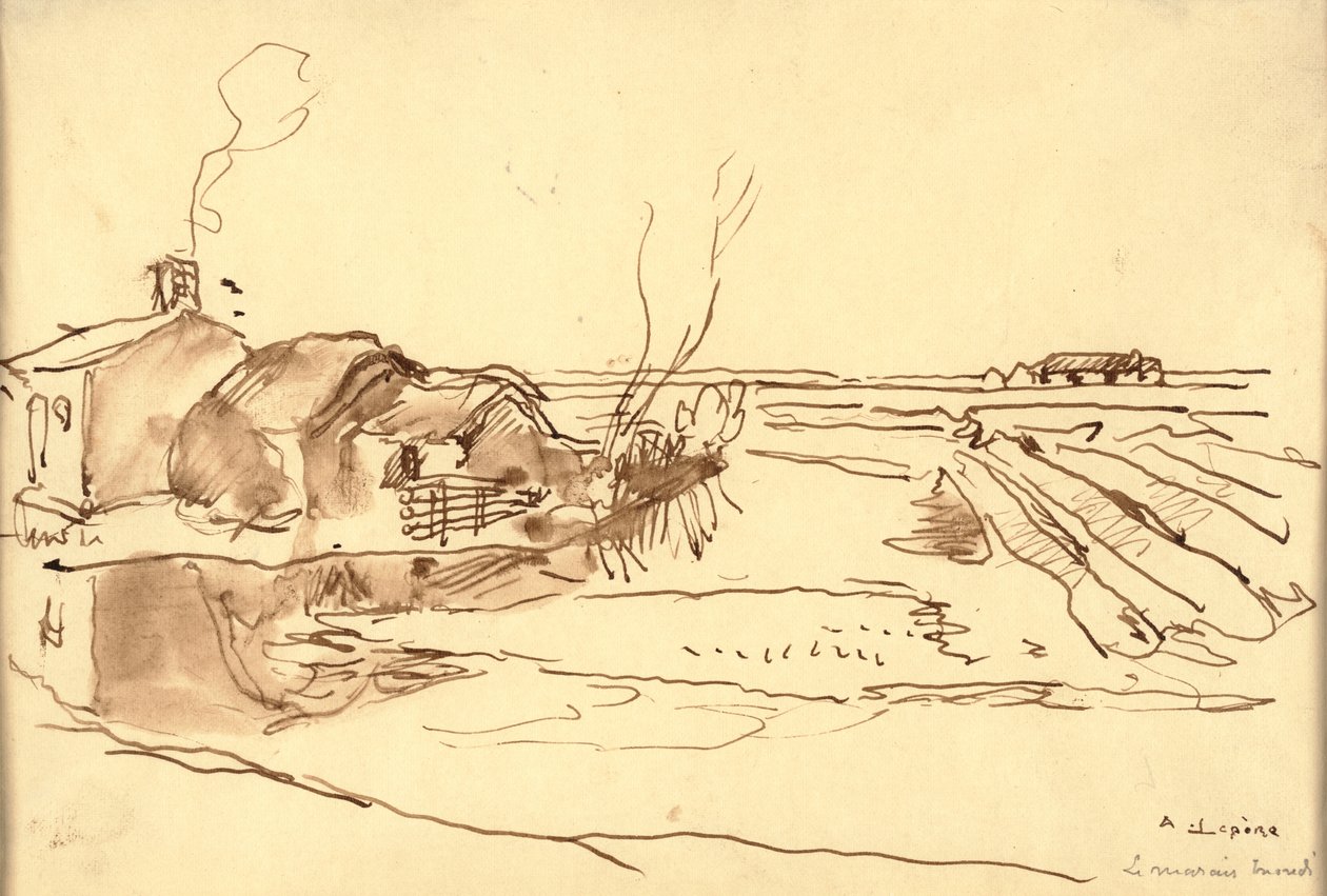 Landskab (blæk på papir) af Auguste Lepere